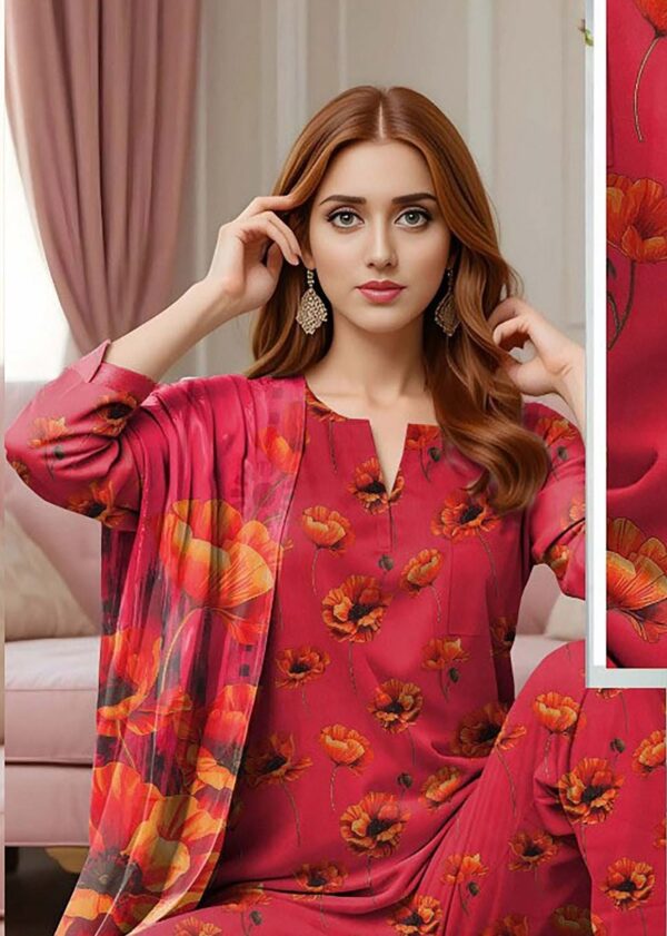 Saya 3Pc Bana Doriya Lawn Collection Design # 4 - Image 3
