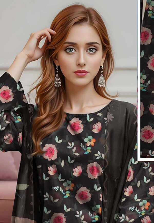 Saya 3Pc Bana Doriya Lawn Collection Design # 1 - Image 3